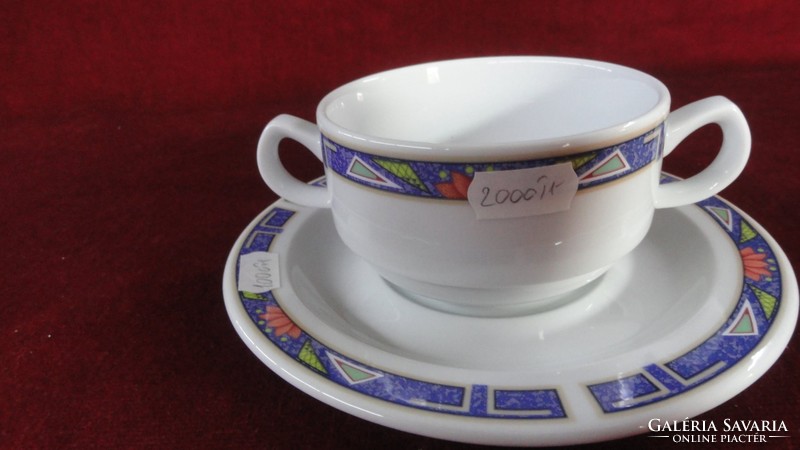 LILIEN porcelán Ausztria. Leveses csésze + alátét, kék szegéllyel. Vanneki!