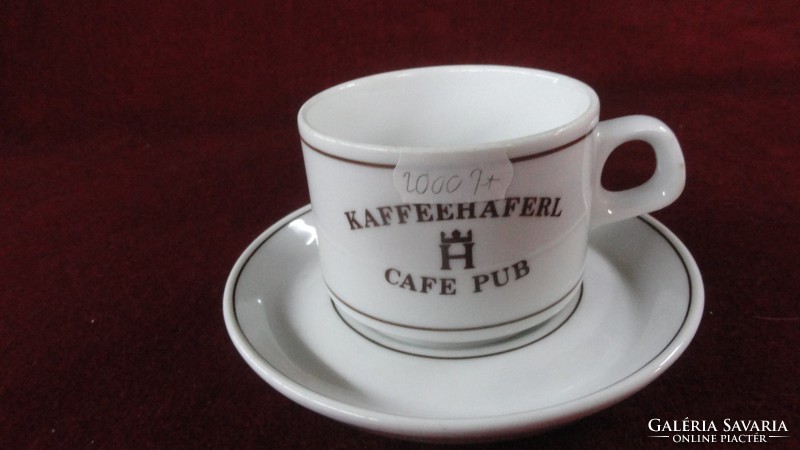 LILIEN porcelán Ausztria kávéscsésze + alátét, Kaffee Haferl Cafe Pub felirattal. Vanneki!