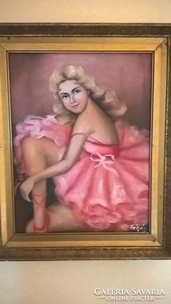 Ballerina oil painting signed on white