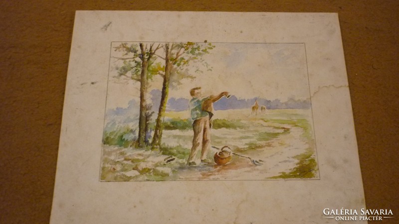 R/ Azonosítatlan szignó, Akvarell:"Vándorúton"