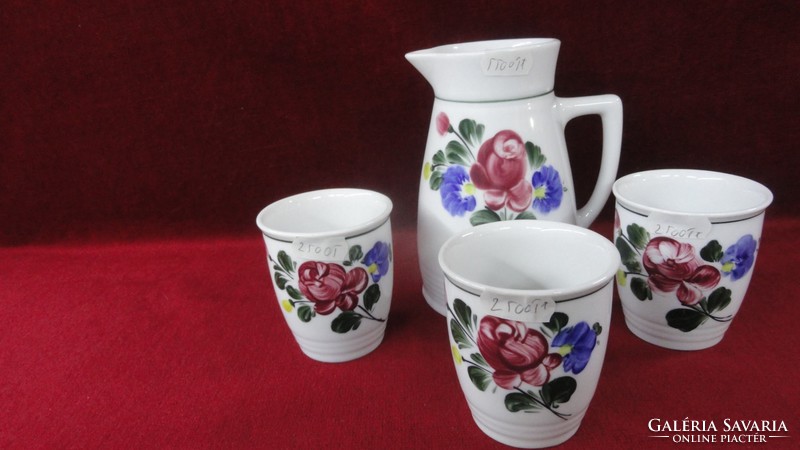 Lilien porcelain Austria. Hand painted wine set. Half liter jug with 3 glasses. He has!