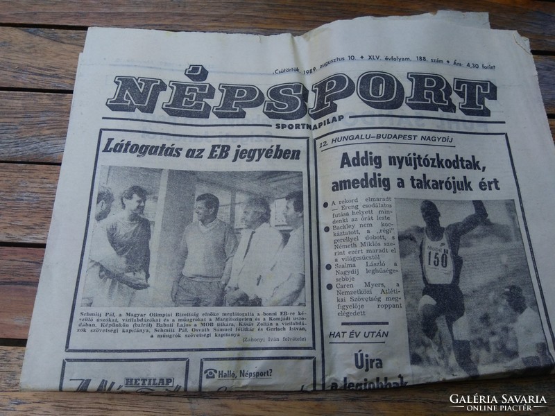 SZÜLETÉSNAPRA !  1989.augusztus 10. Népsport Sportnapilap   RÉGI EREDETI MAGYAR ÚJSÁG