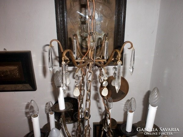 S19-23 Art Nouveau patinated brass chandelier