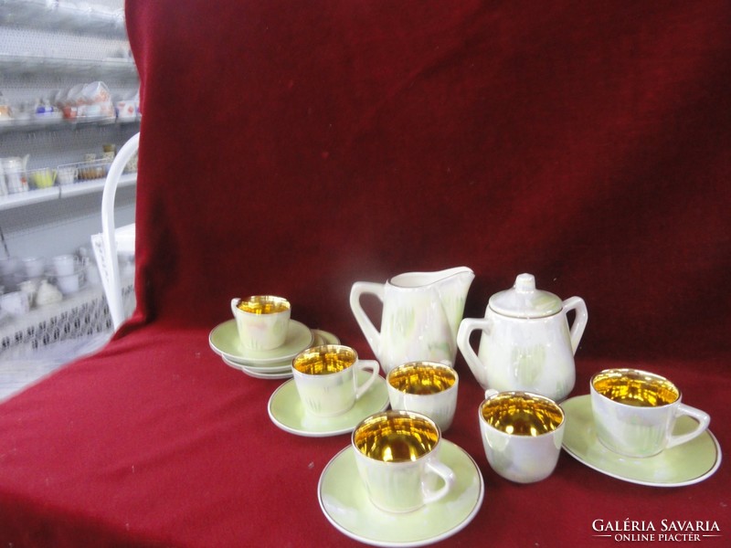 FS - STAS 2337-60 típusszámú porcelán kávéskészlet 14 darabos. Belseje dúsan aranyozott. Vanneki!