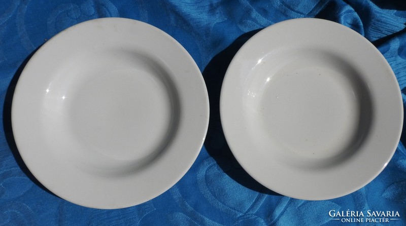 Pair of old - marked - white plates