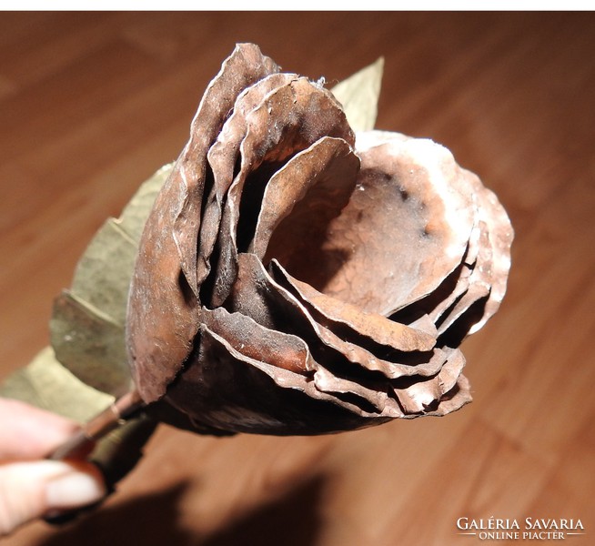 Bronze - copper rose wire; a rose