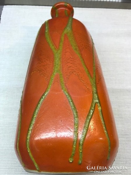 Tófej ceramic vase with gold stripes, 29 cm high