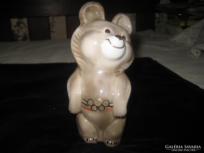 Teddy bear Misa, the symbol of the Moscow Olympics, made of porcelain, 13 cm, marked