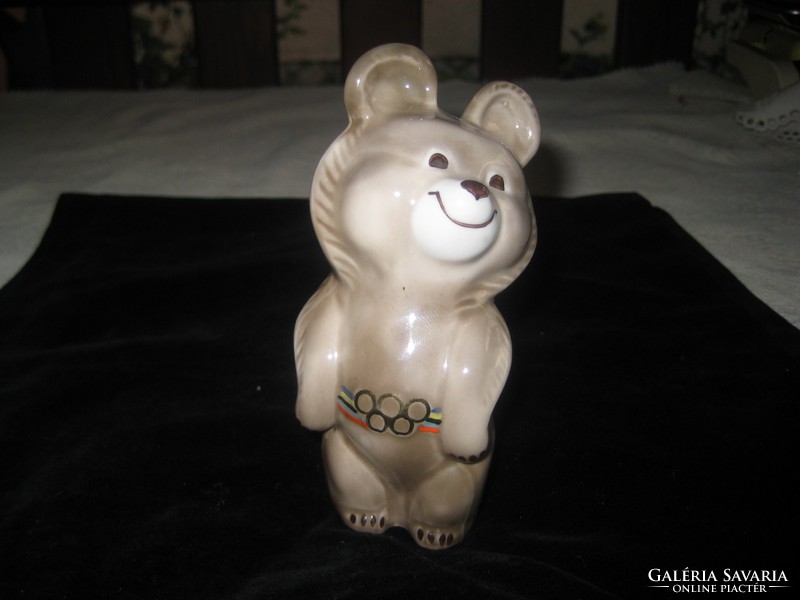 Teddy bear Misa, the symbol of the Moscow Olympics, made of porcelain, 13 cm, marked