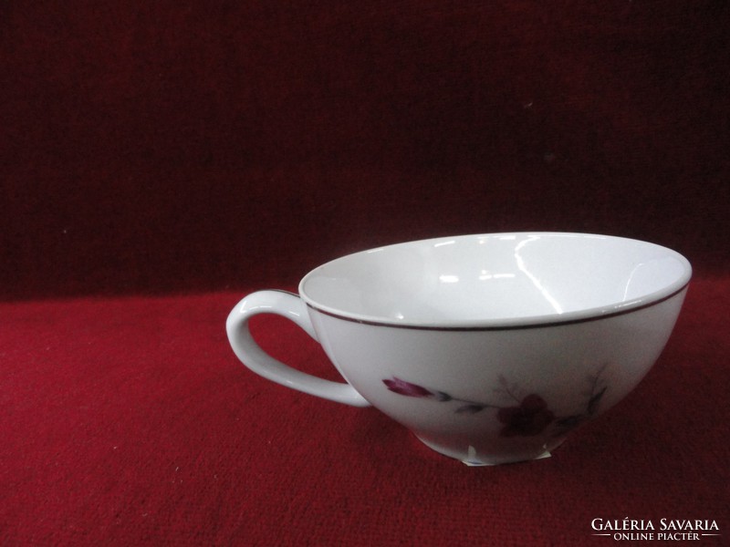 Porcelain tea cup with a beautiful cyclamen colored flower. He has!