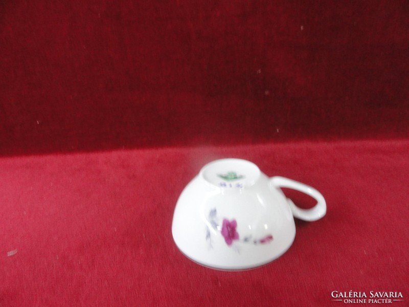 Porcelán teáscsésze, gyönyörű ciklámen színű virággal. Vanneki!