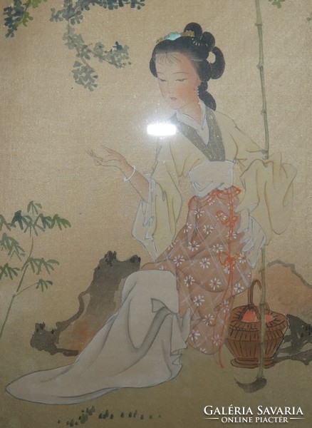 Chinese silk painting 34 cm x 40 cm beautiful painting!!!