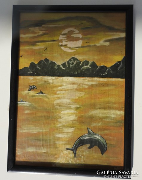 Dolphins playing - painting
