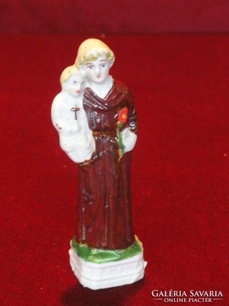Porcelán figurális szobor, kézi festésű, Szent Antóniusz. Antik, száma: 873. Vanneki!