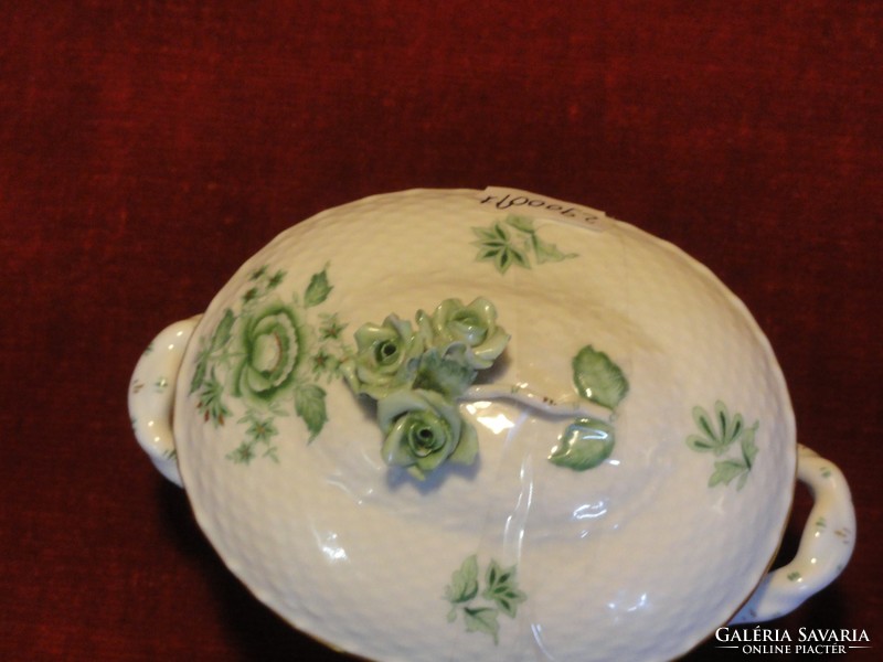Herend porcelain bonbonier, apponyi pattern, antique, ear, three roses on top. He has!