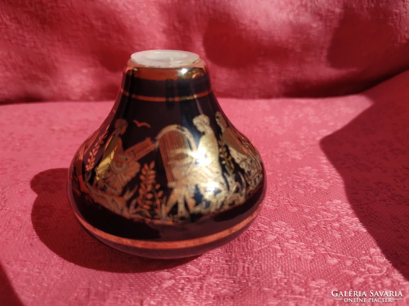Mini parfüm tartó, aranyozott görög porcelán