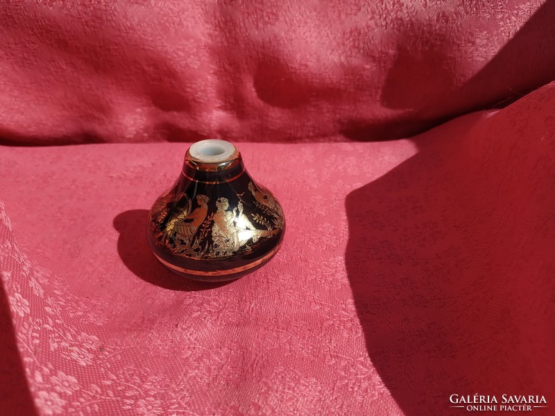 Mini perfume holder, gilded Greek porcelain