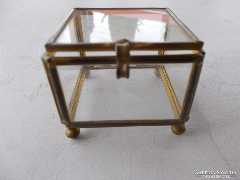 Antique glass box with copper fittings