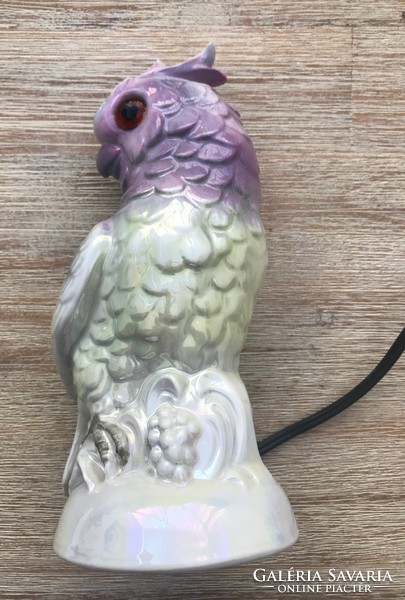 Antik porcelán kakadu, papagáj lámpa ritka