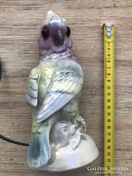 Antik porcelán kakadu, papagáj lámpa ritka