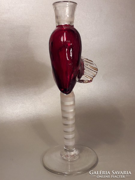 Bekarcolt jel szív forma kézműves üveg jelzett parfümös üveg dugó nélkül vagy gyertyatartónak is