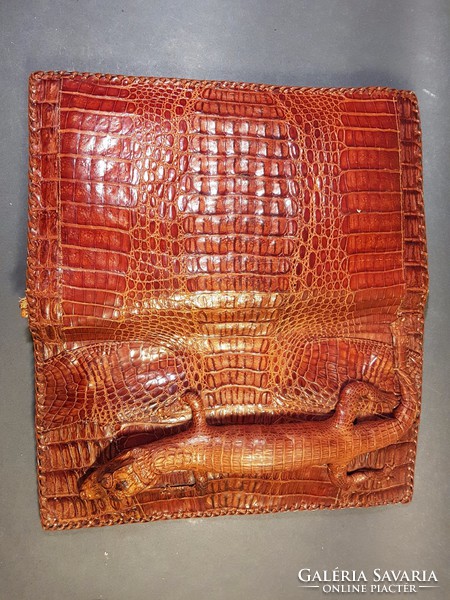 Preparált kajmán / krokodil bőr táska ridikül