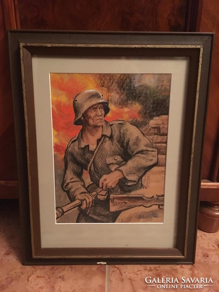 Német katona (akvarell kép )