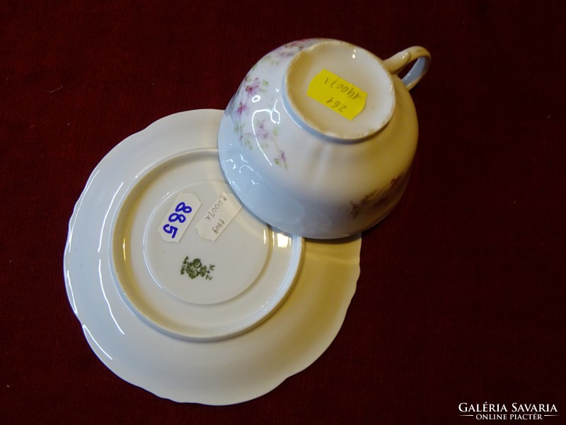 Mz austrian antique teacup + placemat. With pink floral pattern. Cup cracked vaneki!