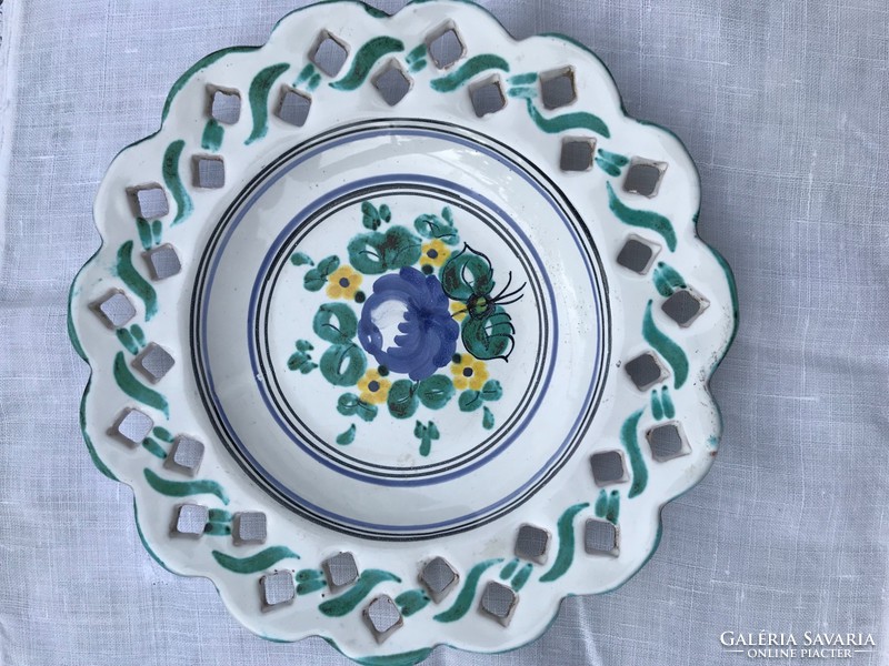 Habán style marked Kaposvár ceramic decorative wall plate