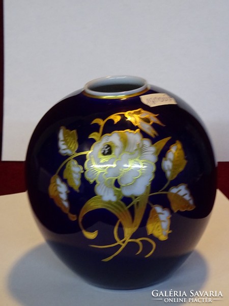 No. W 1764 Gdr, cobalt blue, hand-painted vase with gold decoration. He has!