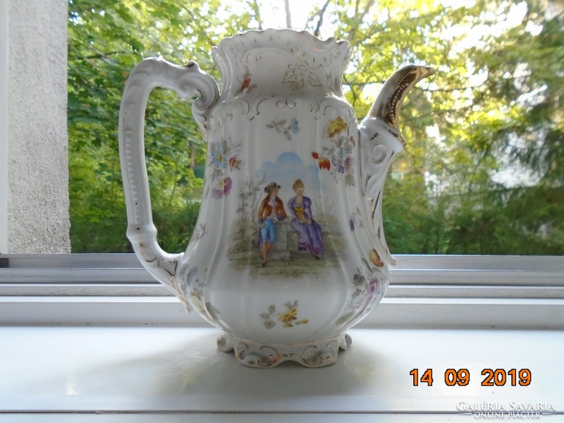 Pls imperial rococo style with ribbed flower pattern pouring genre scenes