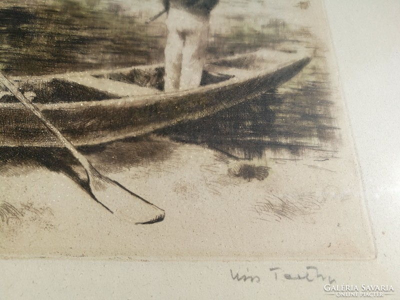 Terezia Kiss: fishermen, etching