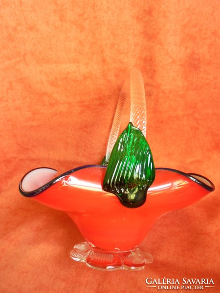 Szépséges muránoi üveg kosár/asztalközép