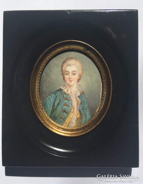 Rococo young gentleman portrait miniature Western Europe xviii. No. Antique