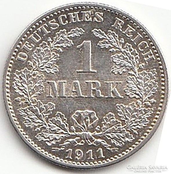 Német 1 MARK 1911G UNC  AG ezüst !