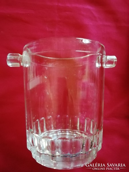 Üveg jégkocka tartó 14 cm magas, 11 cm átmérőjű 