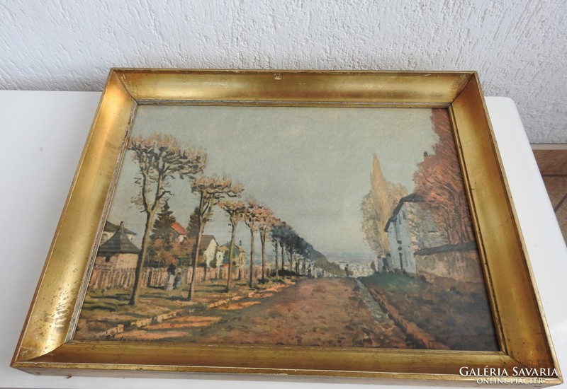 Alfred Sisley  - művészi nyomat képcsarnokos keretben : Le chemin de la Machine