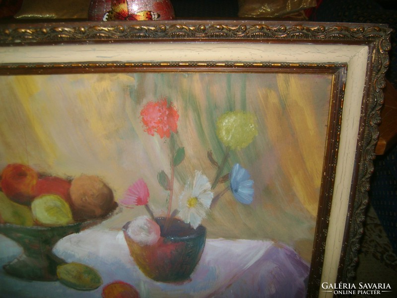 Szokolay Sándor : Virág, gyümölcs csendélet - festmény keretben