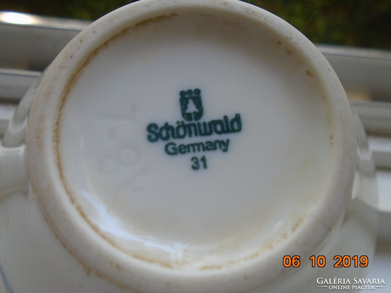 1968 Cobalt blue Schönwald German tea cup with leaf pattern