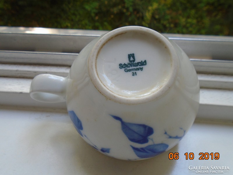 1968 Kobaltkék levélmintás Schönwald német teás csésze