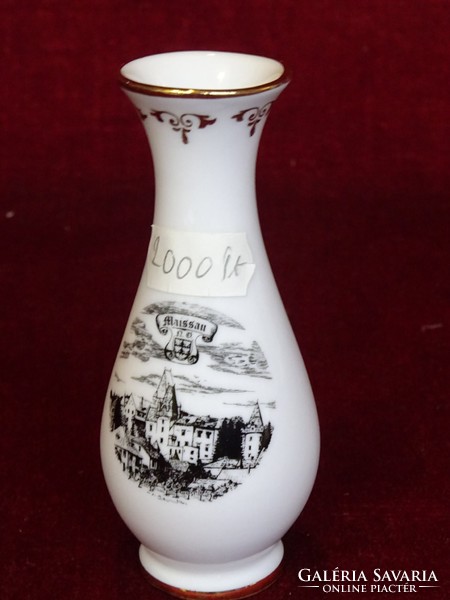 Ausztriai porcelán emlék váza, fekete/fehér, 11 cm magas. Vanneki!