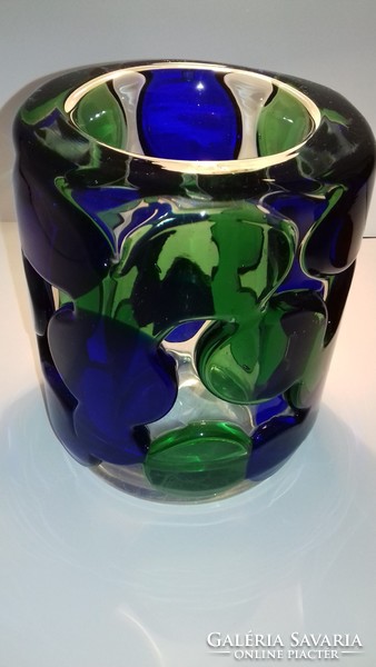 Jaroslav Svoboda Csehszlovák Art Glass üveg váza Skrdlovice, '70-évek