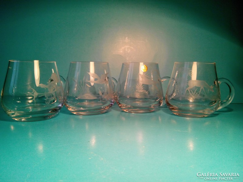 It's worth it now!!! Marked scene glass goblet heavy hand deep polished four pieces together