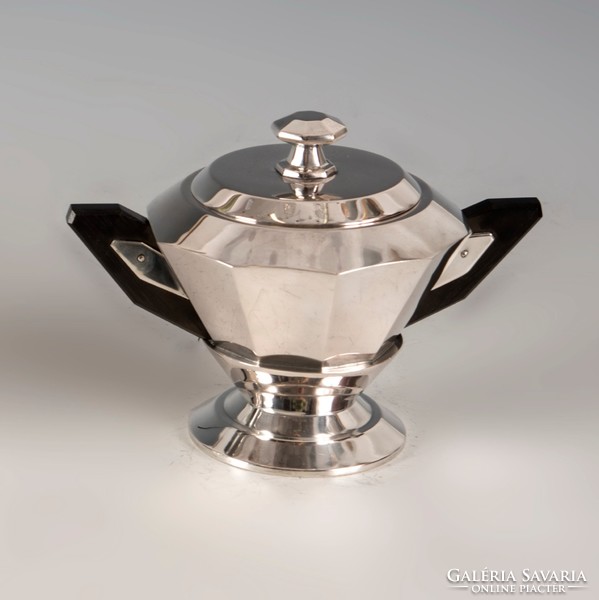 Silver art deco sugar can with handle