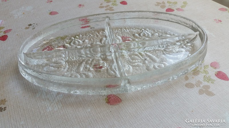 Antique cast glass serving, lead crystal tray for sale!