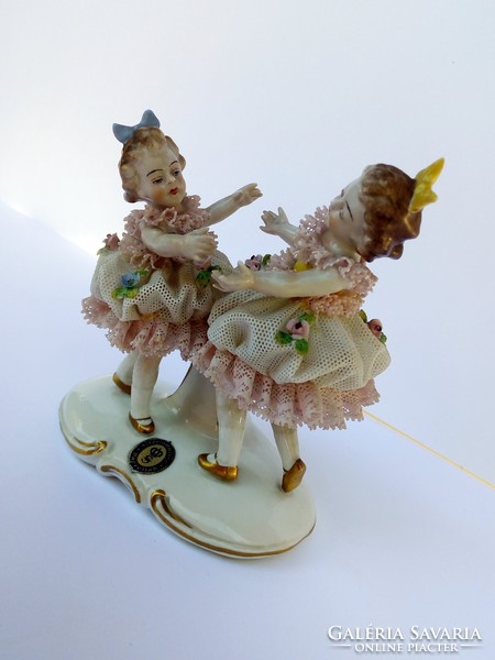 Antique sitzendorf dancing little girls
