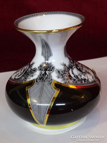 Hollóháza porcelain vase, with Jurcsák style design, height 10 cm. He has! Jokai