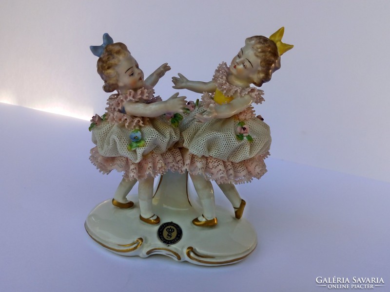 Antique sitzendorf dancing little girls
