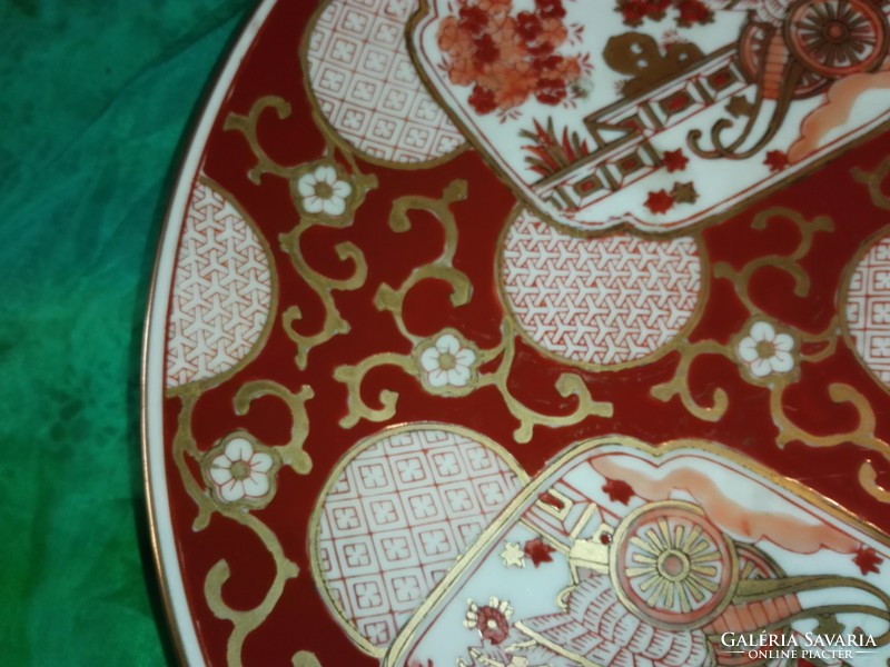 Japanese gold Imari 31 cm, hand-painted offering plate, wall decoration..Flower cart series.