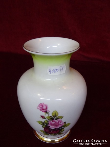 Höllóháza porcelain vase, with a rose pattern, 15 cm. High. He has!